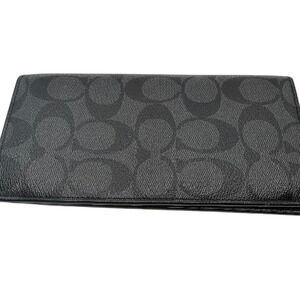 Coach Billfold Black Signature Coated Canvas Wallet